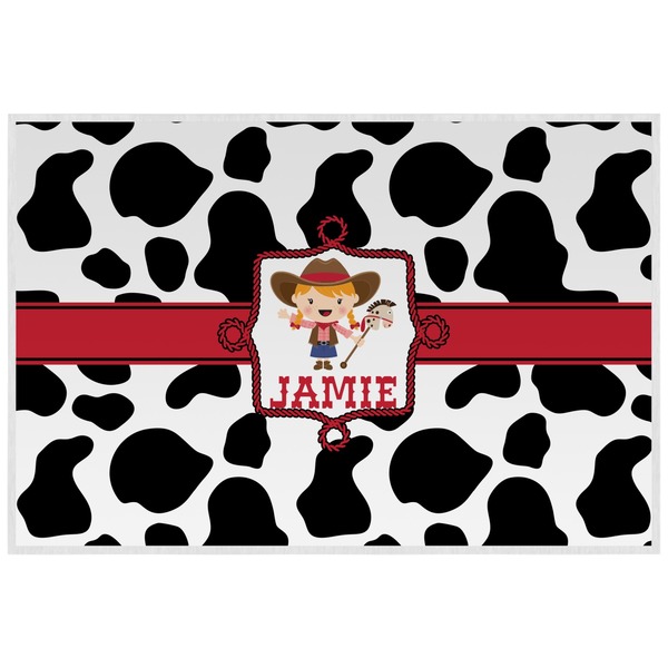 Custom Cowprint Cowgirl Laminated Placemat w/ Name or Text