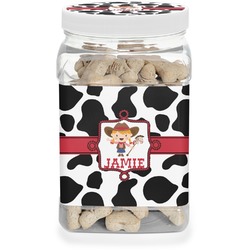Cowprint Cowgirl Dog Treat Jar (Personalized)