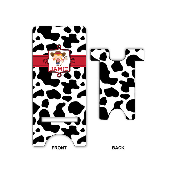 Cowprint Cowgirl Phone Stand - Front & Back