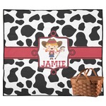 Cowprint Cowgirl Outdoor Picnic Blanket (Personalized)