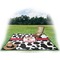 Cowprint Cowgirl Picnic Blanket - with Basket Hat and Book - in Use