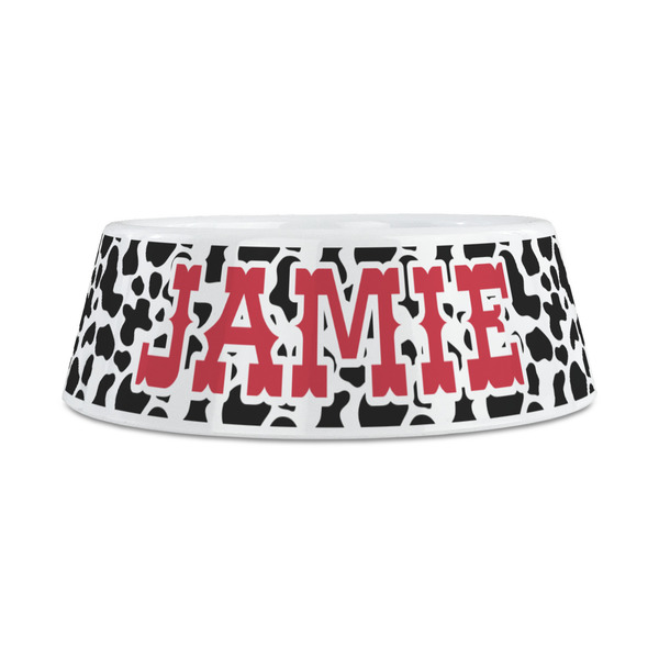 Cowprint Cowgirl Plastic Dog Bowls - Medium - FRONT