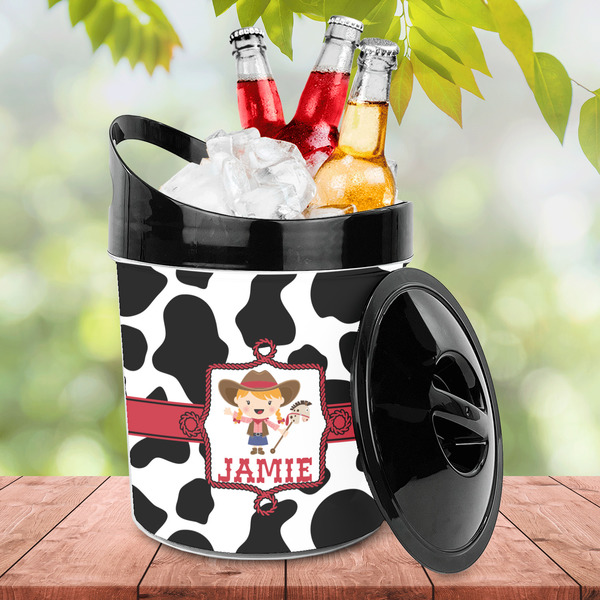 Cowprint Cowgirl Plastic Ice Bucket - LIFESTYLE