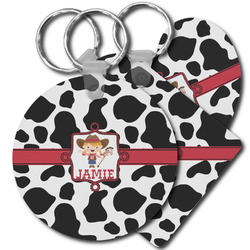 Cowprint Cowgirl Plastic Keychain (Personalized)