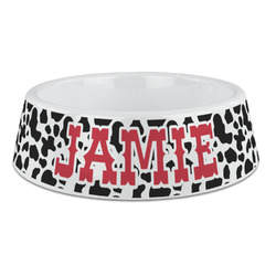 Cowprint Cowgirl Plastic Dog Bowl - Large (Personalized)