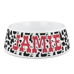 Cowprint Cowgirl Plastic Dog Bowl (Personalized)