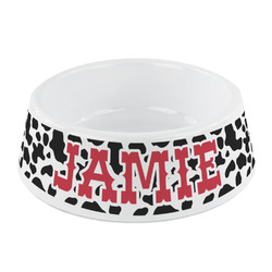 Cowprint Cowgirl Plastic Dog Bowl - Small (Personalized)