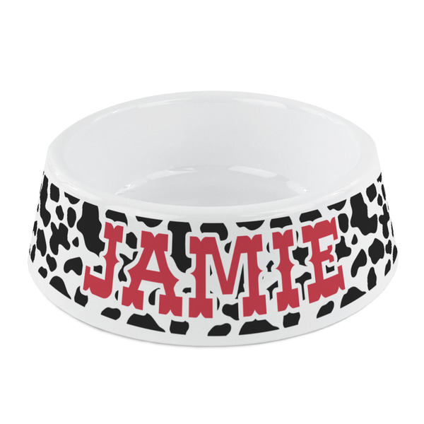 Custom Cowprint Cowgirl Plastic Dog Bowl - Small (Personalized)