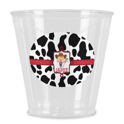 Cowprint Cowgirl Plastic Shot Glass (Personalized)