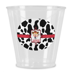 Cowprint Cowgirl Plastic Shot Glass (Personalized)