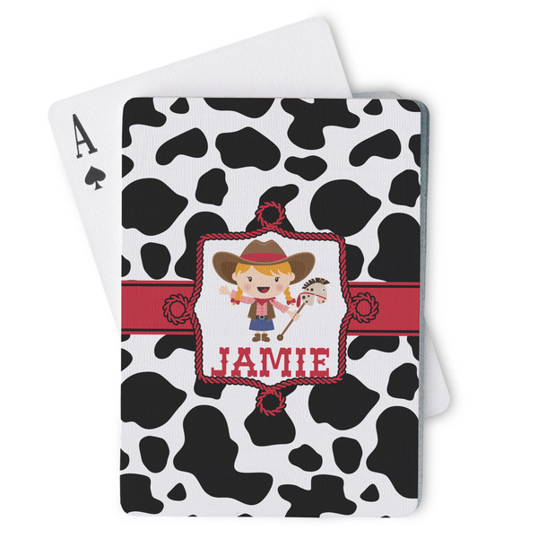 Custom Cowprint Cowgirl Playing Cards (Personalized)