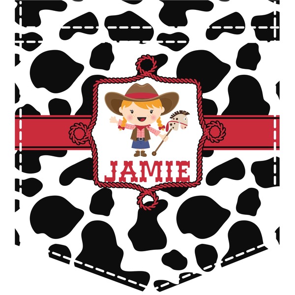 Custom Cowprint Cowgirl Iron On Faux Pocket (Personalized)