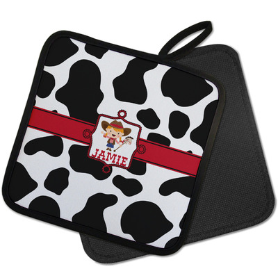 Cowprint Cowgirl Pot Holder w/ Name or Text