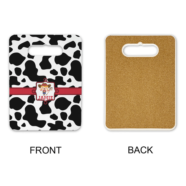 Cowprint Cowgirl Rectangle Trivet with Handle - APPROVAL