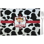 Cowprint Cowgirl Rectangular Glass Appetizer / Dessert Plate - Single or Set (Personalized)