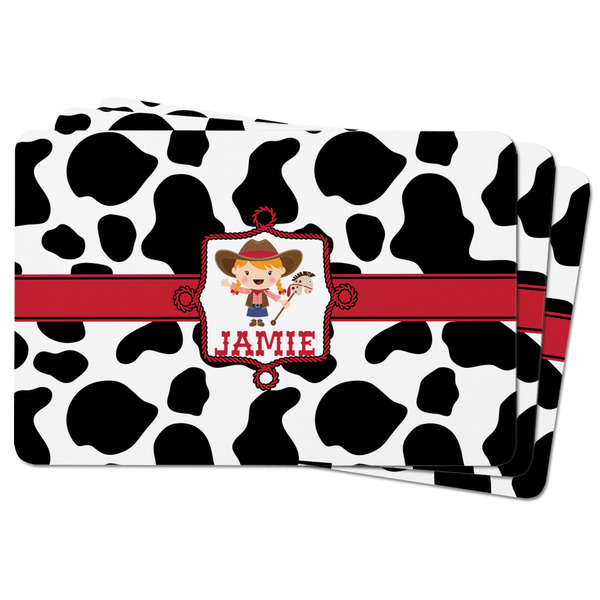 Cowprint Cowgirl Rectangular Fridge Magnet - THREE