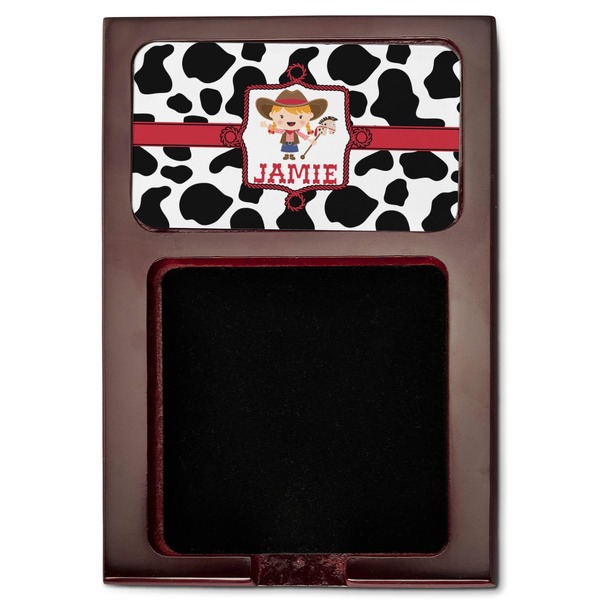 Cowprint Cowgirl Red Mahogany Sticky Note Holder - Flat