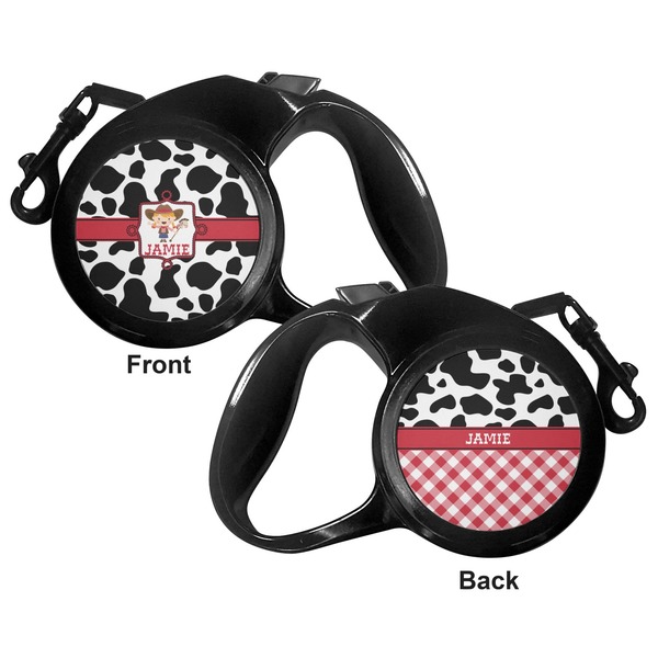 Cowprint Cowgirl Retractable Dog Leash - Medium Large - Apvl