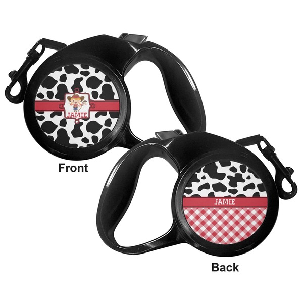 Cowprint Cowgirl Retractable Dog Leash - Small - Apvl