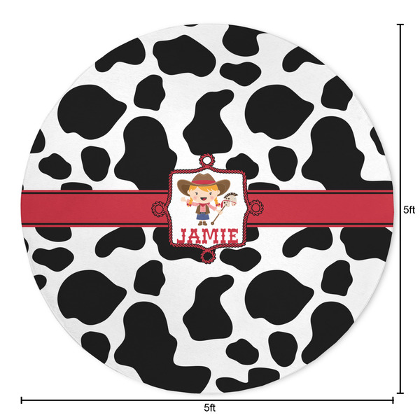 Cowprint Cowgirl Round Area Rug - Size
