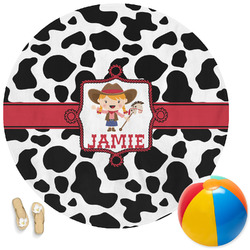 Cowprint Cowgirl Round Beach Towel (Personalized)
