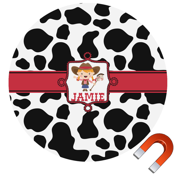 Custom Cowprint Cowgirl Car Magnet (Personalized)