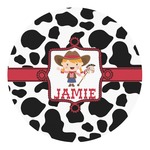 Cowprint Cowgirl Round Decal - Medium (Personalized)