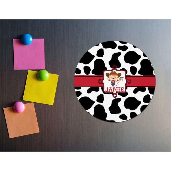 Cowprint Cowgirl Round Fridge Magnet - LIFESTYLE