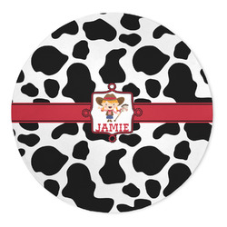 Cowprint Cowgirl 5' Round Indoor Area Rug (Personalized)