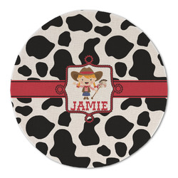Cowprint Cowgirl Round Linen Placemat - Single Sided (Personalized)