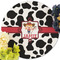 Cowprint Cowgirl Round Linen Placemats - Front (w flowers)