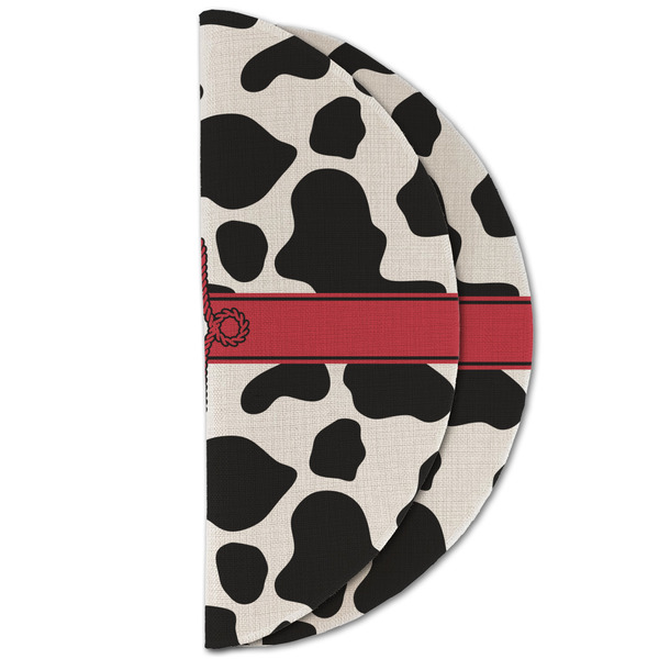 Cowprint Cowgirl Round Linen Placemats - HALF FOLDED (double sided)