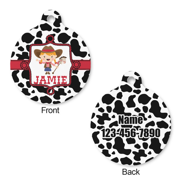 Cowprint Cowgirl Round Pet ID Tag - Large - Approval
