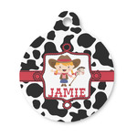Cowprint Cowgirl Round Pet ID Tag - Small (Personalized)
