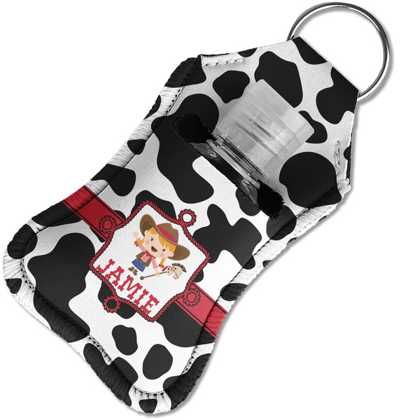 Cowprint Cowgirl Sanitizer Holder Keychain - Small in Case