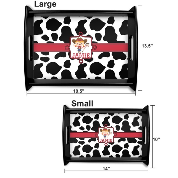 Cowprint Cowgirl Serving Tray Black Sizes