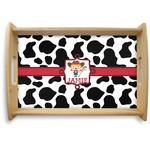 Cowprint Cowgirl Natural Wooden Tray - Small (Personalized)