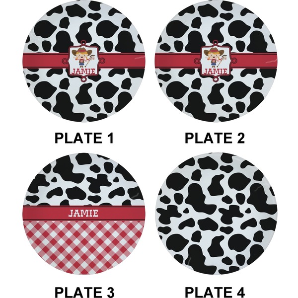 Cowprint Cowgirl Set of Appetizer / Dessert Plates (Approval)
