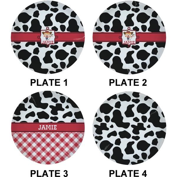 Cowprint Cowgirl Set of Lunch / Dinner Plates (Approval)