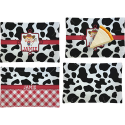 Cowprint Cowgirl Set of 4 Glass Rectangular Appetizer / Dessert Plate (Personalized)