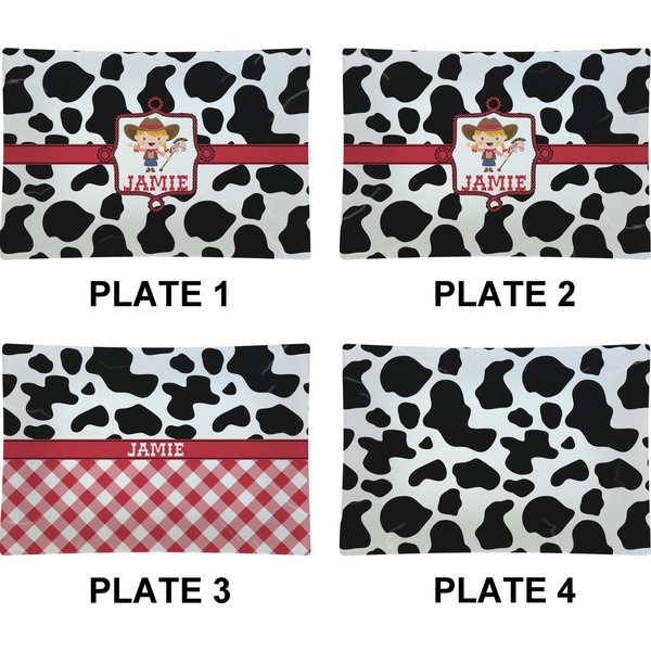 Cowprint Cowgirl Set of Rectangular Appetizer / Dessert Plates (Approval)