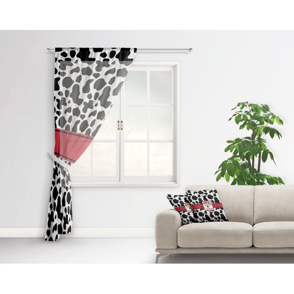 Cowprint Cowgirl Sheer Curtain With Window and Rod - in Room Matching Pillow