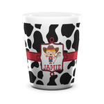 Cowprint Cowgirl Ceramic Shot Glass - 1.5 oz - White - Set of 4 (Personalized)