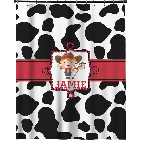 Custom Cowprint Cowgirl Extra Long Shower Curtain - 70"x84" (Personalized)