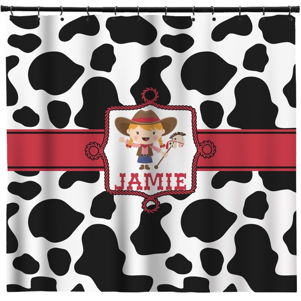 Custom Cowprint Cowgirl Shower Curtain - 71" x 74" (Personalized)