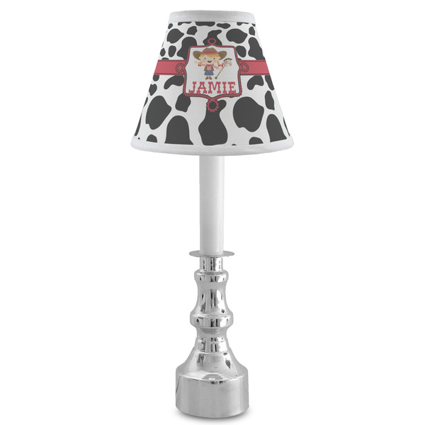 Cowprint Cowgirl Small Chandelier Lamp - LIFESTYLE (on candle stick)