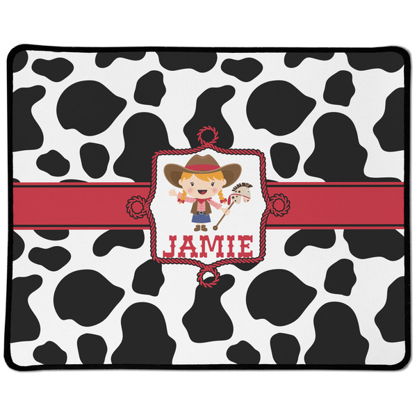 Custom Cowprint Cowgirl Large Gaming Mouse Pad - 12.5" x 10" (Personalized)