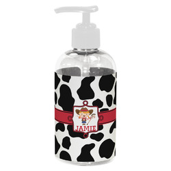 Cowprint Cowgirl Plastic Soap / Lotion Dispenser (8 oz - Small - White) (Personalized)