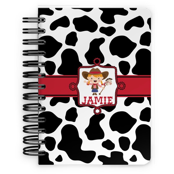 Custom Cowprint Cowgirl Spiral Notebook - 5x7 w/ Name or Text