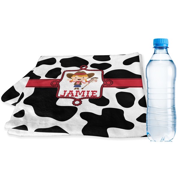 Custom Cowprint Cowgirl Sports & Fitness Towel (Personalized)